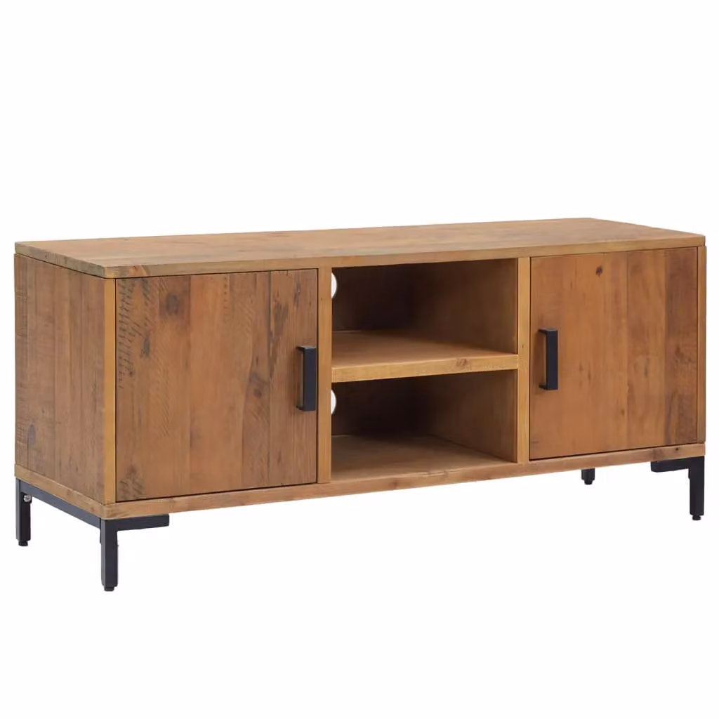 Berkfield Home Brown Solid Pinewood TV Cabinet W/D/H: 110 x 35 x 48 cm – 2