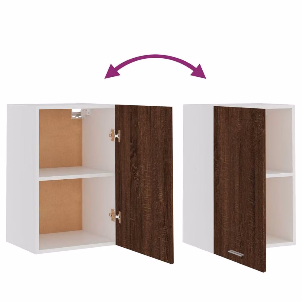Berkfield Home Brown Oak Hanging Kitchen Cabinet with Glass Doors, W/D/H: 39.5 x 31 x 60 cm – 6
