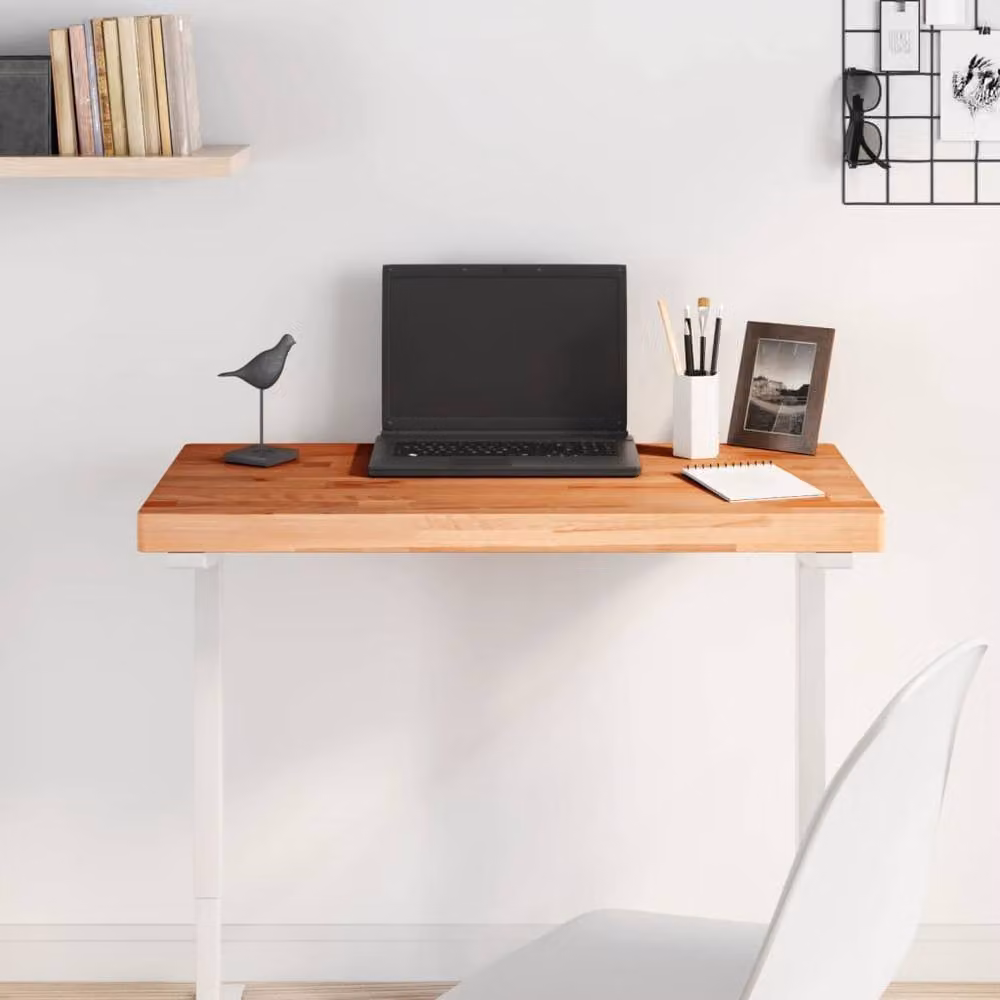 Berkfield Home Rectangular Solid Wood Beech Table Top, Light Brown, W: 80 cm, D: 40 cm, H: 4 cm – 2