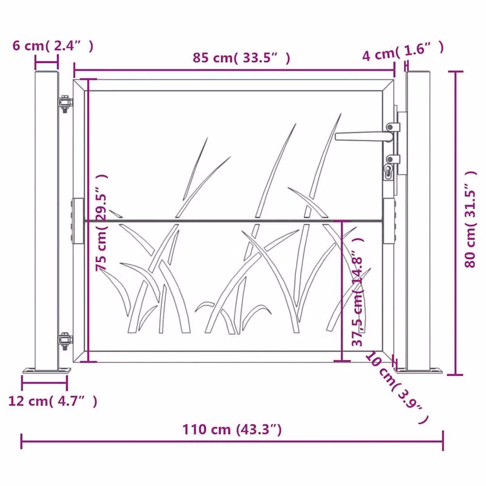Berkfield Home Steel Garden Gate in Anthracite, W: 80 cm, H: 105 cm – 5