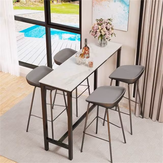 Nordara Modern Glossy Ceramic Kitchen Table in White and Multicolour Abstract Design – 1