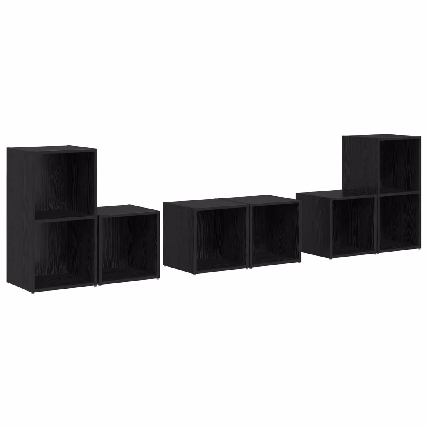 Berkfield Home 6-Piece Black Oak TV Cabinet Set with Storage Shelves in Engineered Wood – 2