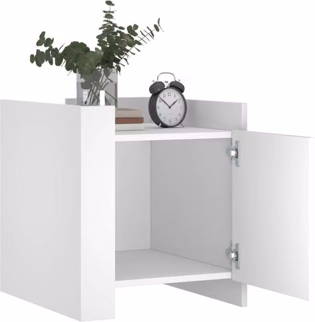 Berkfield Home Decorative White Bedside Cabinet in Matt MDF, W/D/H: 45 x 50 x 50 cm