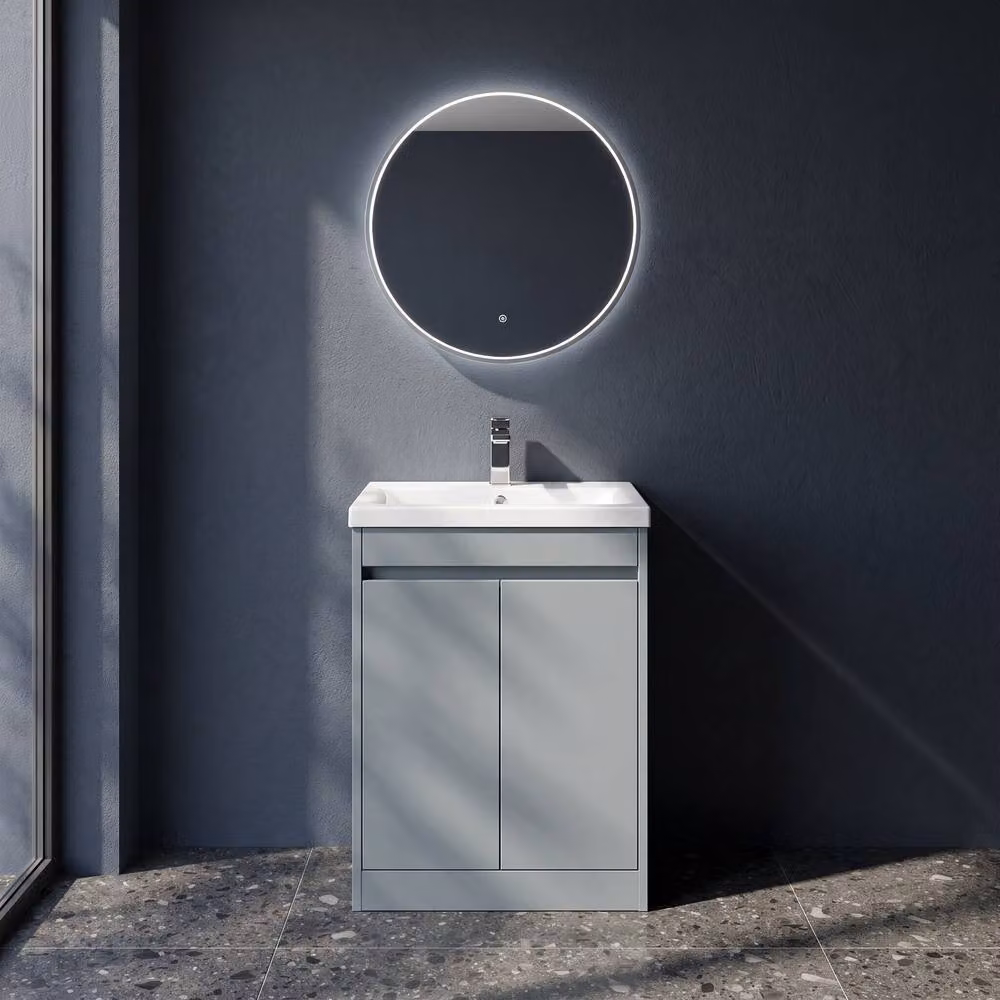 Balterley Chartley 2 Door Freestanding Bathroom Vanity Unit with Mid Edge Basin, Coastal Grey, W/D/H: 62.0 x 39.5 x 83.5 cm – 2