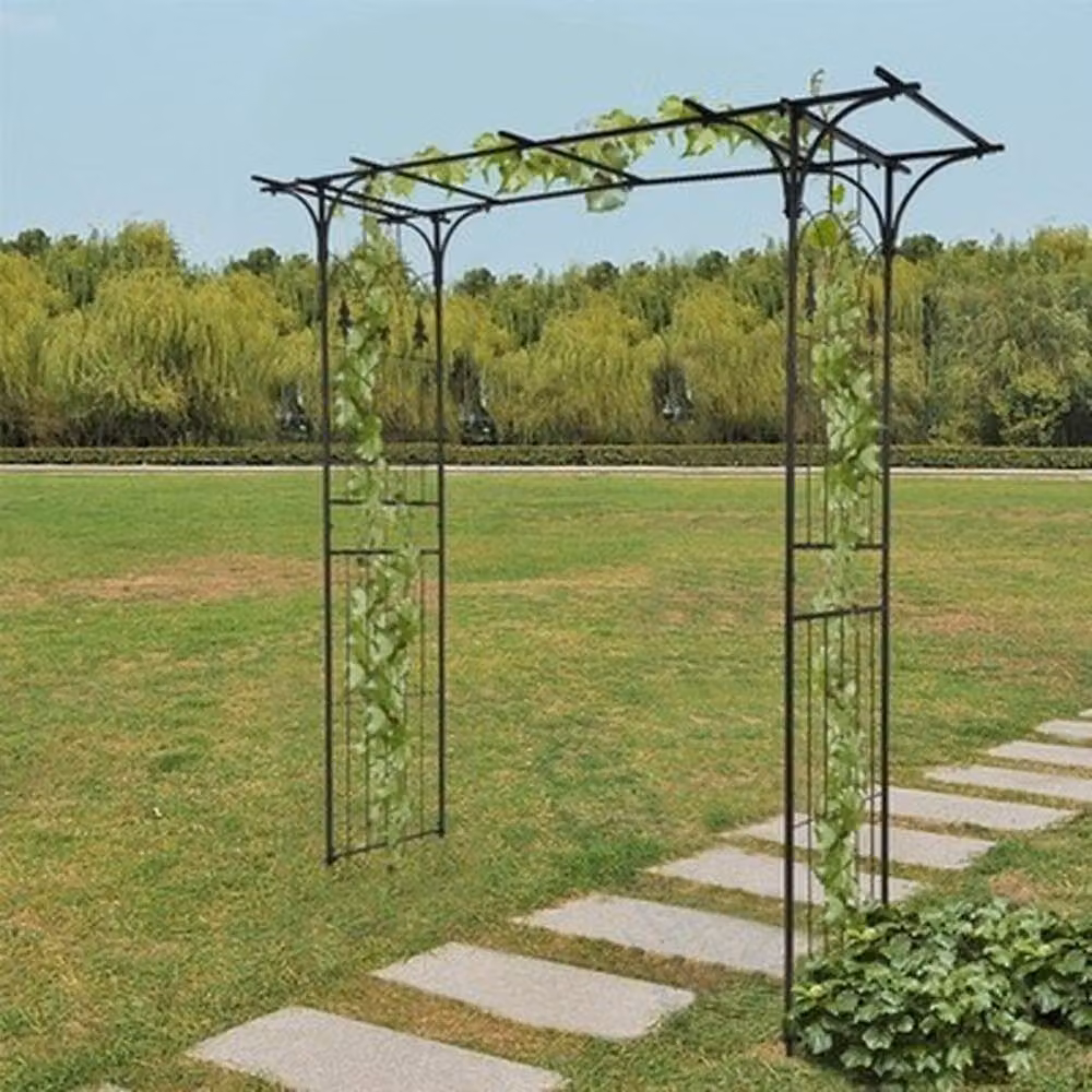 NESTLUNE Metal Garden Archway for Climbing Plants in Black, W/D/H: 100 x 15 x 215.9 cm – 2