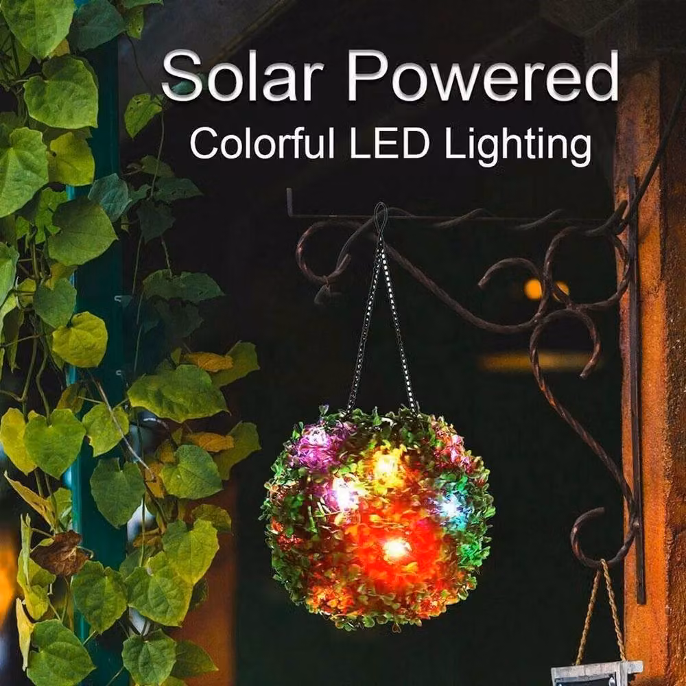 VOGREX Solar LED Hanging Sphere Light with 15 Multicolour RGB LEDs for Garden Decor – 3