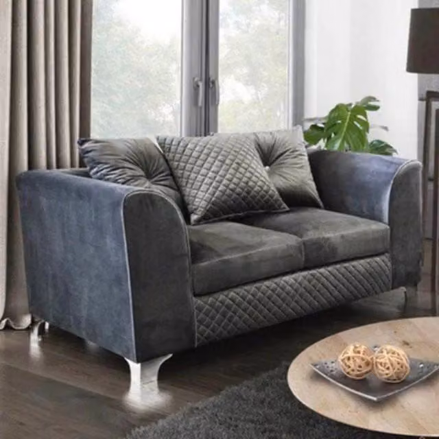 Jasmy 2 Seater Plush Velvet Sofa in Grey