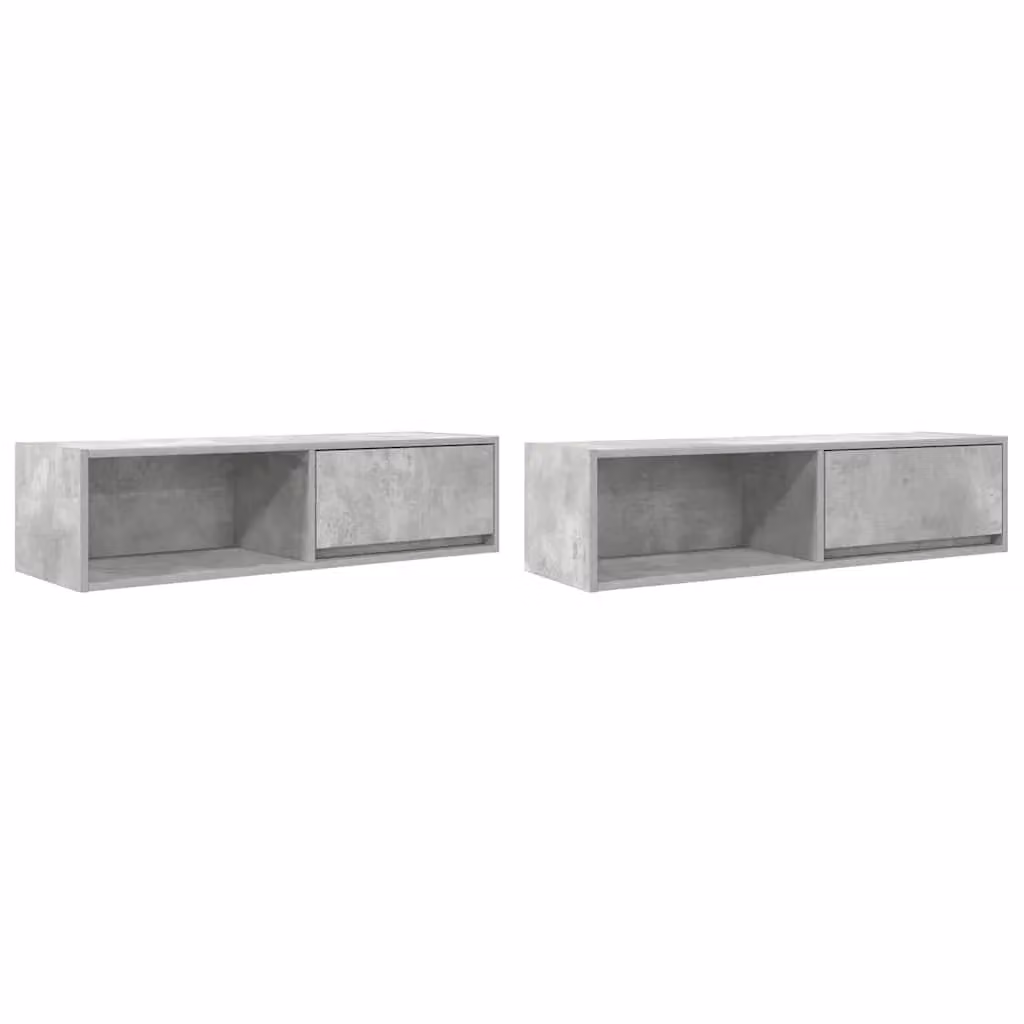 Berkfield Home Set of 2 Modern TV Cabinets in Concrete Grey, W/D/H: 100 x 31 x 25.5 cm – 2