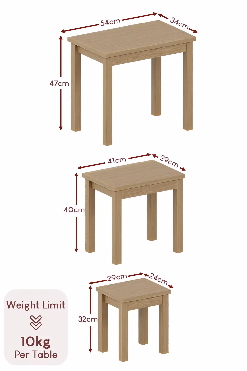 Vida Designs Oakridge Nest of 3 Tables in Light Oak – 2