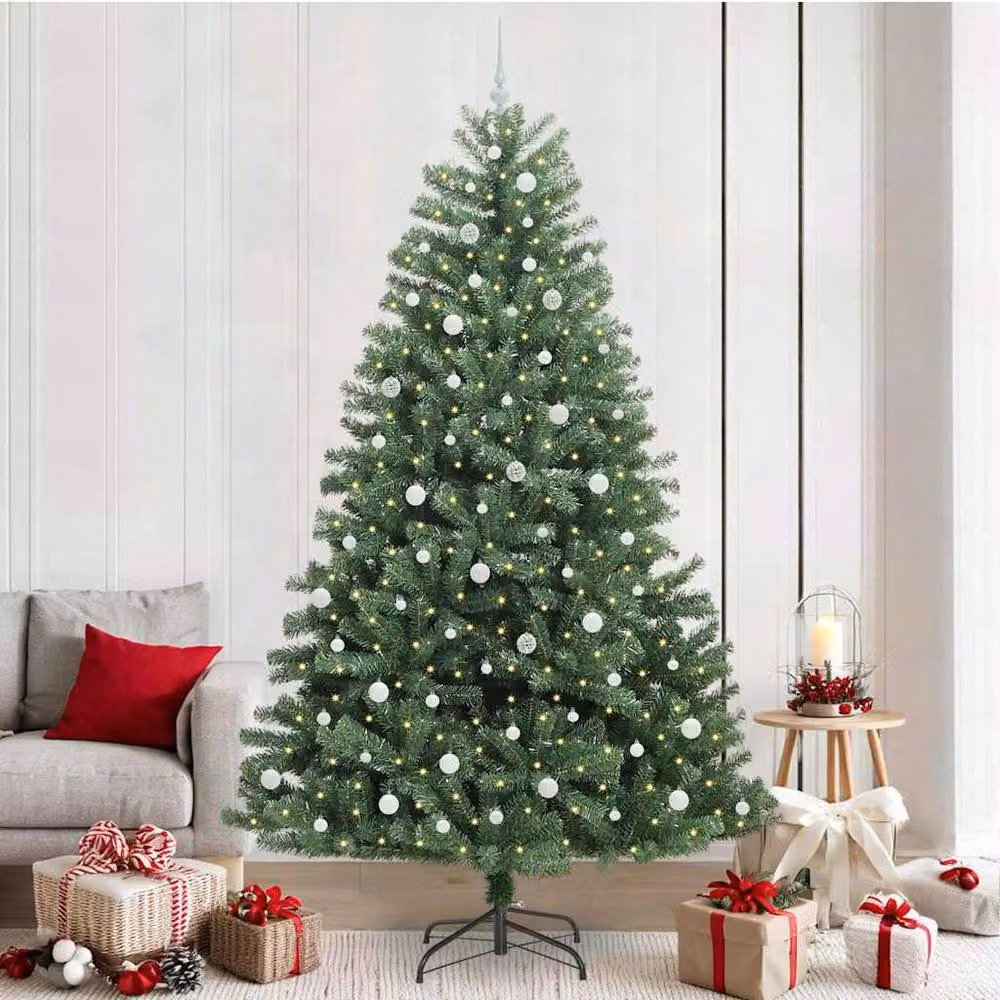 Berkfield Home Realistic Artificial Hinged Christmas Tree in Green, Height: 240 cm – 2