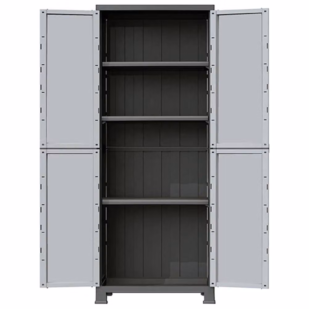 Berkfield Home Grey Plastic Freestanding Cabinet with Hinged Doors, W/D/H: 68 x 39 x 171.5 cm – 3