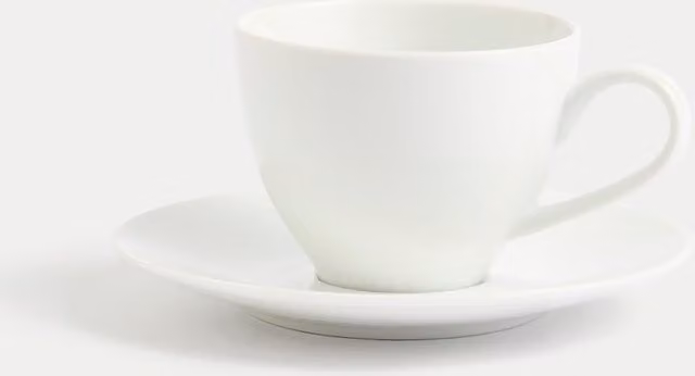 M&S Maxim White Porcelain Coffee Cup and Saucer Set
