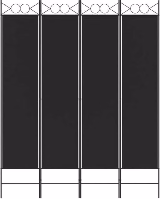 Berkfield Home 4-Panel Modern Room Divider in Black Metal, W/H: 160 x 200 cm – 1