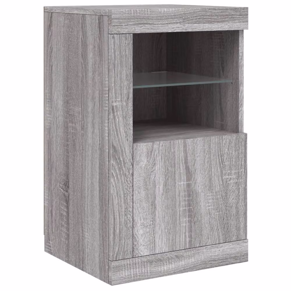 Berkfield Home Modern Grey Sonoma Sideboard with Integrated LED Lights, W: 142.5 cm, D: 37 cm, H: 67 cm – 4
