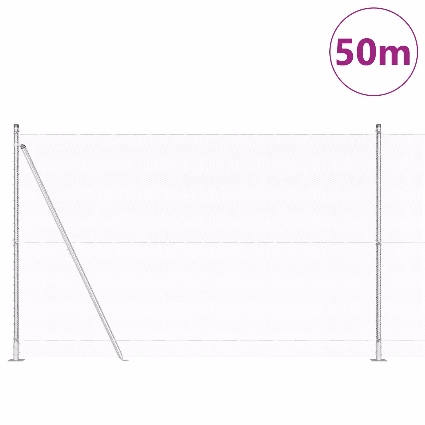 Berkfield Home Hexagon Fence in Silver Galvanised Steel, H: 160 cm x W: 50 m – 2