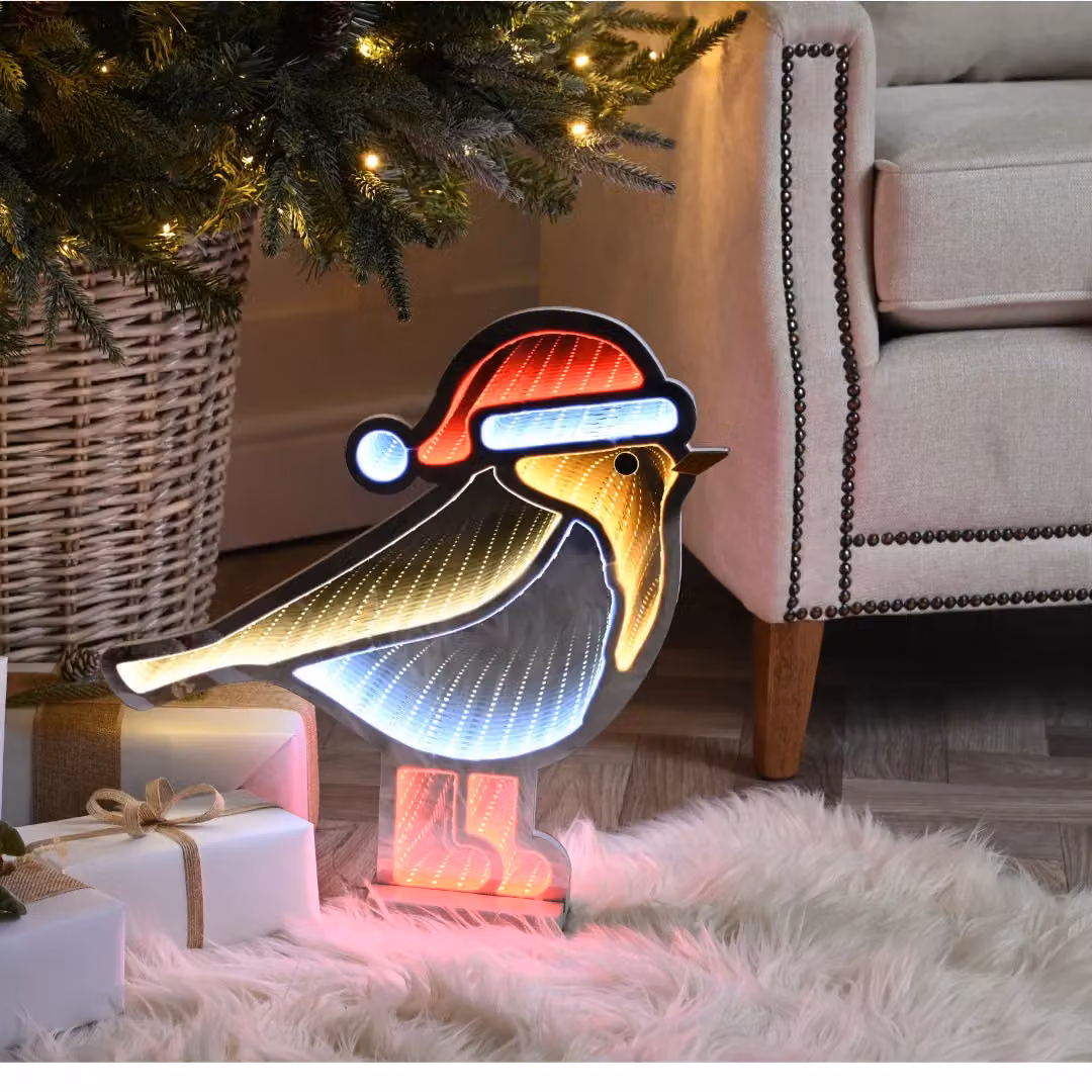 Samuel Alexander Christmas Robin Infinity Decoration with Red and White LEDs, 40 cm – 2