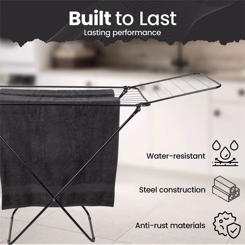 Havendro 14M Large Foldable Winged Air Dryer Clothes Maiden Rack in Black – 3