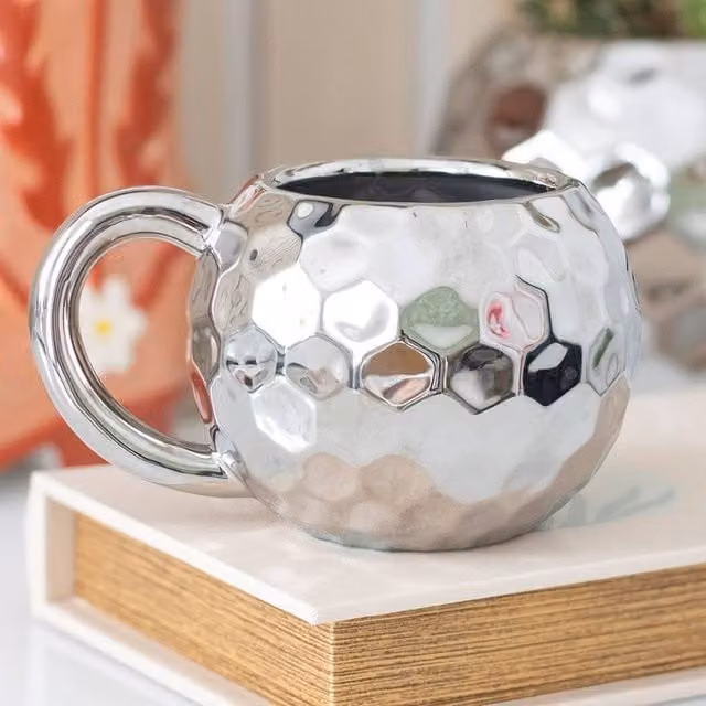 Uniqueful Silver Disco Ball Ceramic Mug, 400 ml