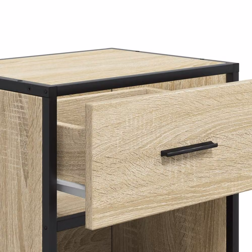 Berkfield Home Decorative Bedside Cabinets, 2 Piece Set in Sonoma Oak and Light Tan, W/D/H: 40 x 31 x 50 cm – 8
