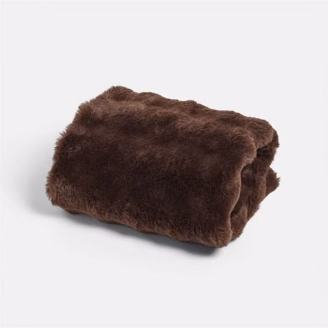 OHS Bubble Faux Fur Fleece Throw Blanket in Brown, W/D/H: 125 x 150 cm – 1