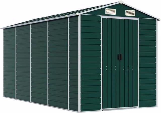 Berkfield Home Green Galvanised Steel Pent Garden Shed W/D/H: 191 x 385 x 198 cm – 1