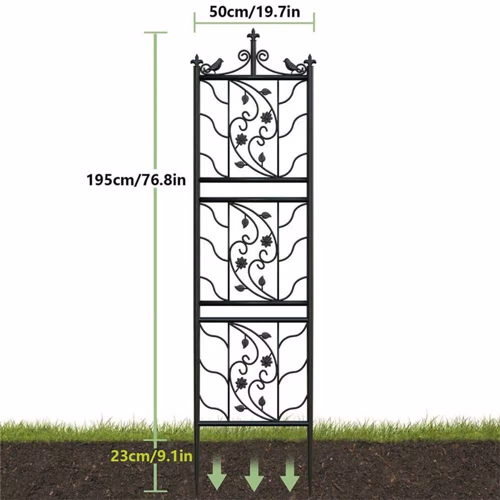 NESTLUNE 2 Black Powder-Coated Metal Garden Trellis Plant Support for Climbing Plants, W/D/H: 100 x 15 x 15 cm – 2