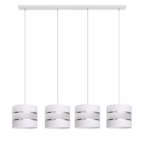 Netlighting Helam Helen Straight Bar Pendant Ceiling Light in White and Silver, 100 cm