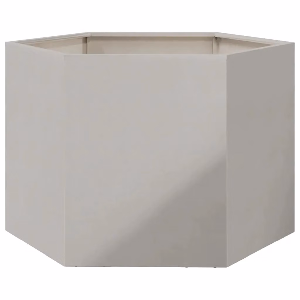 Berkfield Home Hexagon Garden Planter Tub in Silver Stainless Steel, W: 69 cm, D: 60 cm, H: 45 cm – 2