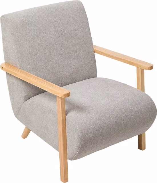 Livingandhome Modern Grey Fabric Chenille Armchair with Wooden Arms