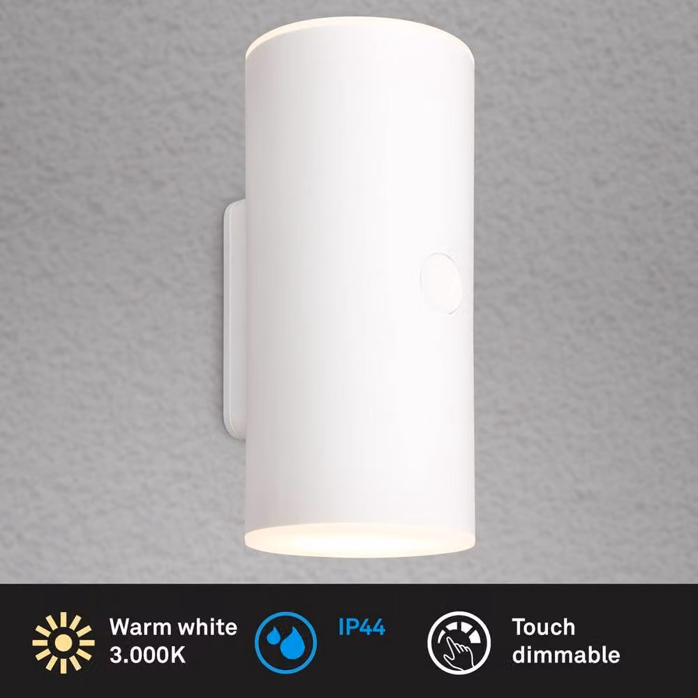 Briloner White Rechargeable LED Outdoor Wall Light with Up and Down Effect, Warm White, 700lm, 3000K – 2