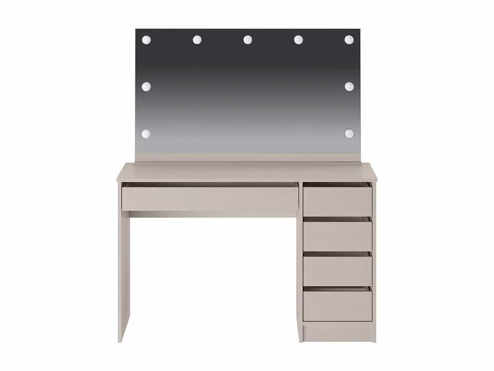 JENEMI Modern Beige Dressing Table with Hollywood LED Mirror and 5 Drawers, W/D/H: 120 x 40 x 55 cm – 2