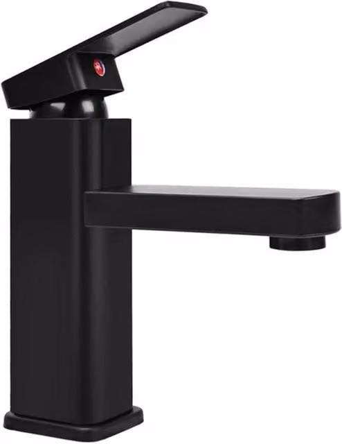 Nordara Black Square Waterfall Basin Mixer Tap Monobloc in Matt Black – 1
