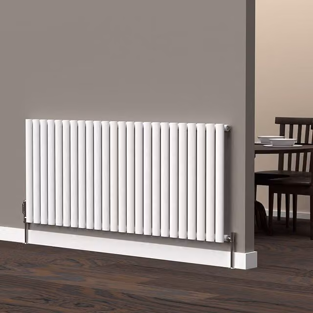 Lux Heat Oval White Horizontal Wall Mounted Radiator, W: 144 cm, H: 60 cm
