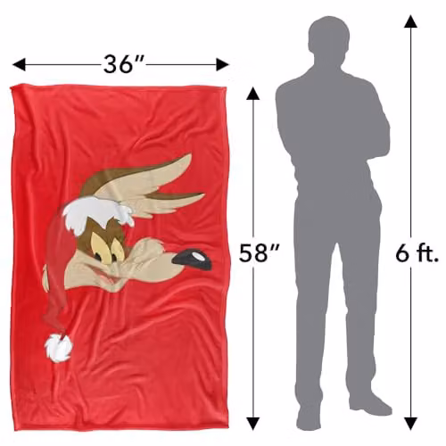Warner Bros. Looney Tunes Wile E. Coyote Santa Hat Super Soft Fleece Throw Blanket, Multicolour, W/D/H: 91 x 147 cm – 4