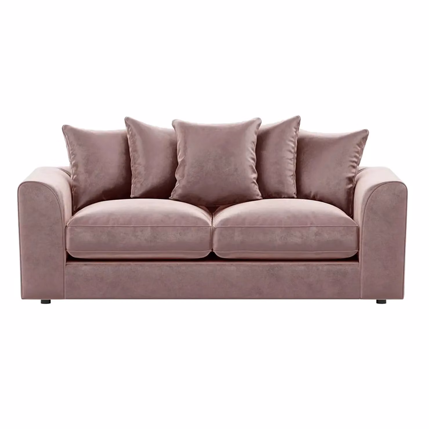 Furnishings For Less UK Brooklyn 3 Seater Sofa in Pink Plush Velvet Fabric with Scatter Back and Removable Covers – 2