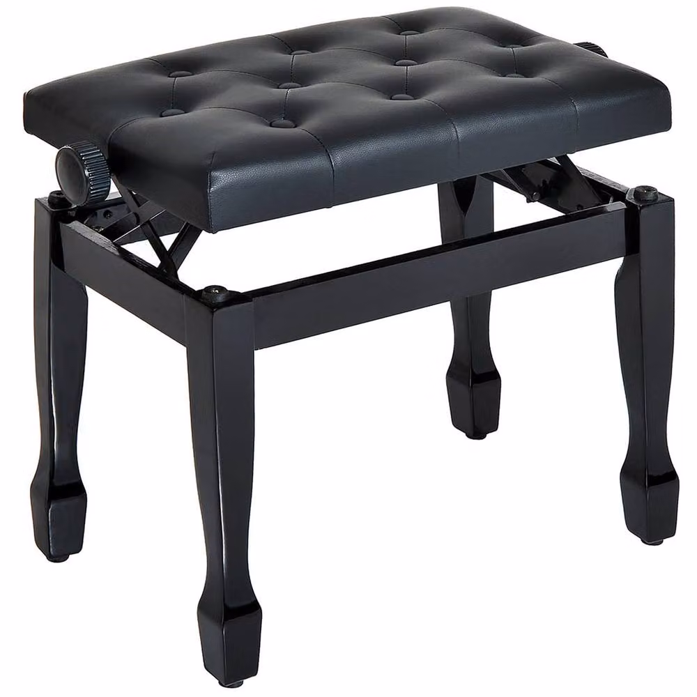 KORVIXA Faux Leather Piano Stool with Storage in Black – 4