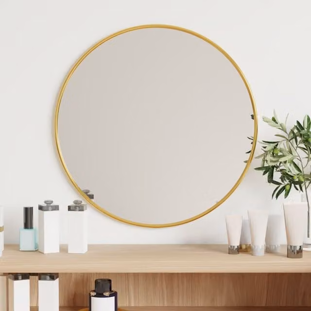 Berkfield Home Minimalist Round Gold Wall Mirror, Diameter: 40 cm – 1
