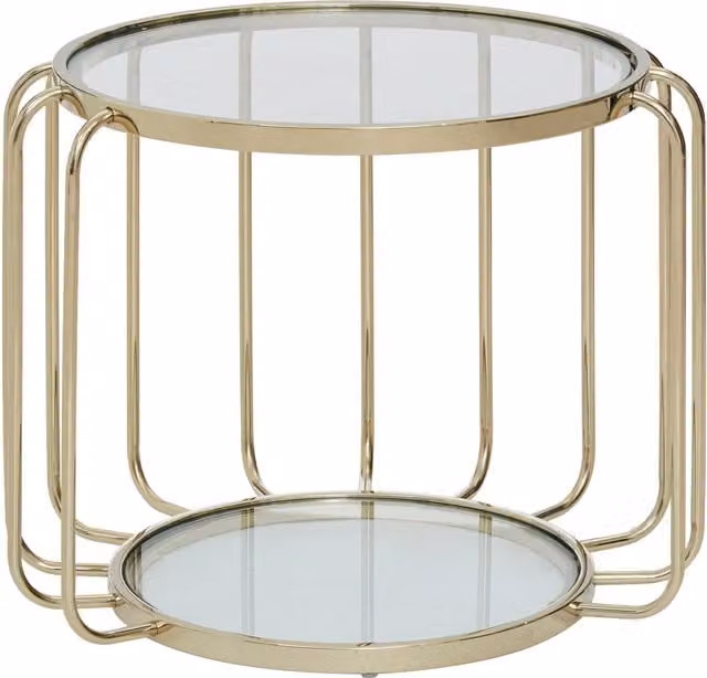 Fifty Five South Orsina Modern Gold Side Table with Round Glass Top
