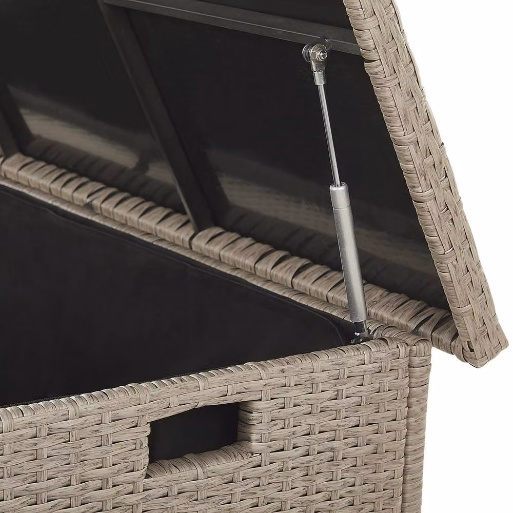 Wyld and Coco Outdoor Storage Box in Beige Faux Rattan, W/D/H: 126 x 46 x 63 cm – 5
