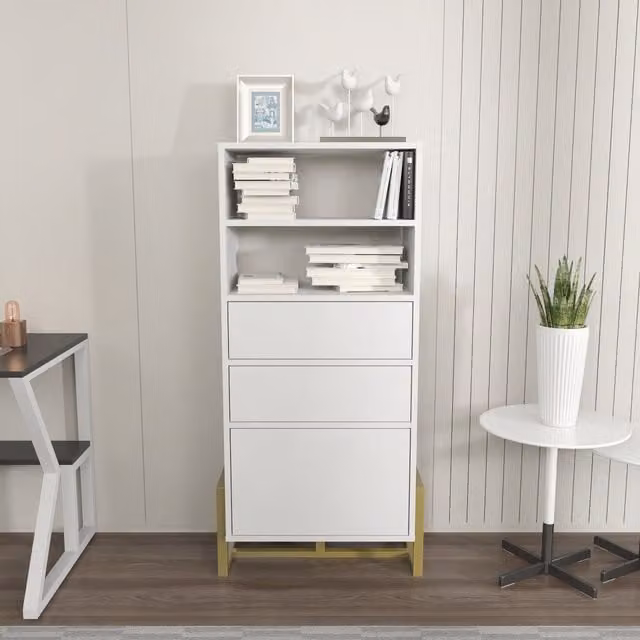 Decorotika Utopia Bookshelf in White and Gold