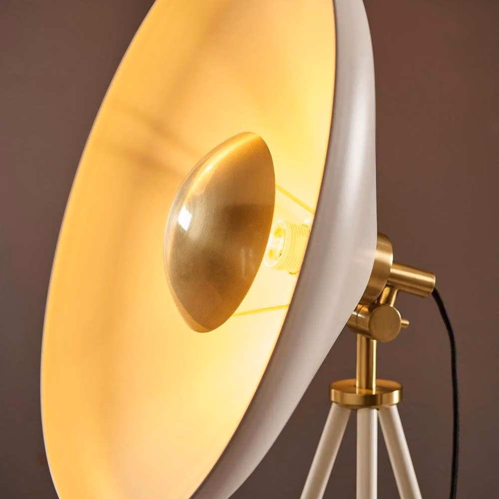 Netlighting MILAN Contemporary Non-Dimmable Indoor Free Standing Floor Lamp in White and Gold/Brass – 3