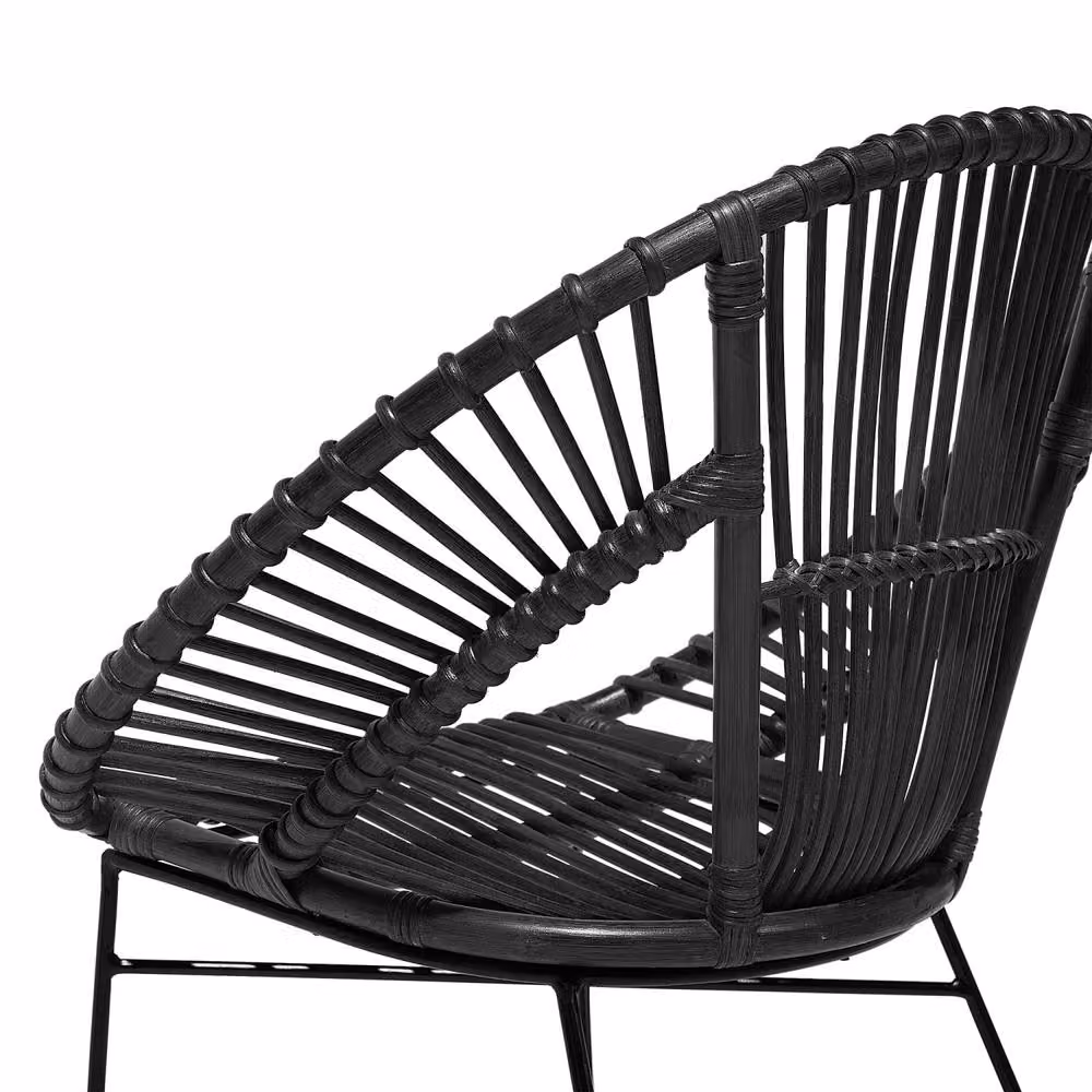 Wyld and Coco Acapulco Rattan Armchair in Black with Metal Legs – 6
