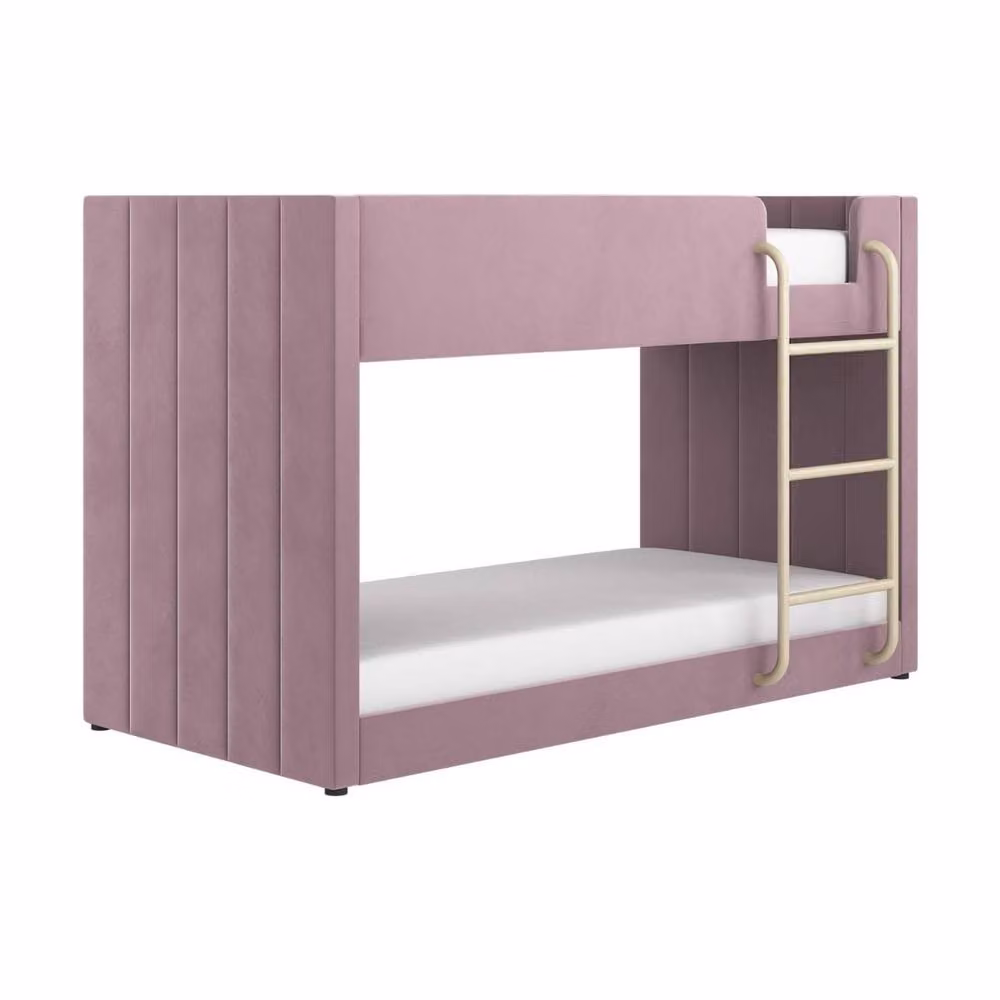 Flair Eden Upholstered Fabric Bunk Bed in Pink, W/D/H: 90 x 200 x 205.5 cm – 2