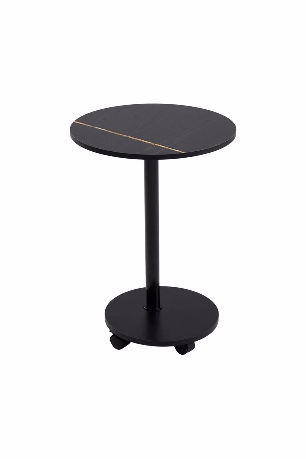 Living and Home Modern Round Side Table with Lockable Castors in Black – 3