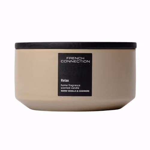 French Connection Stone Range Warm Vanilla & Cashmere Scented Candle, 396g, Beige