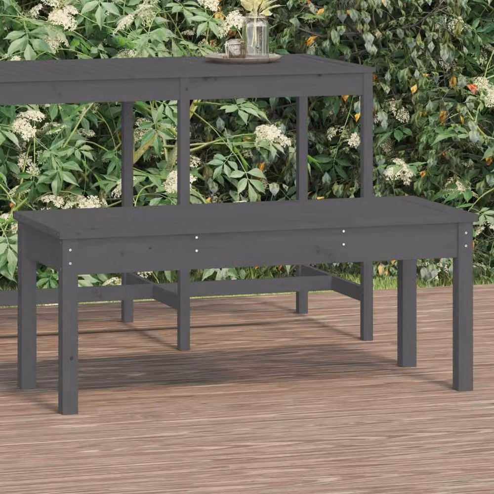 Berkfield Home Rustic Grey Garden Bench in Solid Pine Wood, W/D/H: 109 x 44 x 45 cm – 2