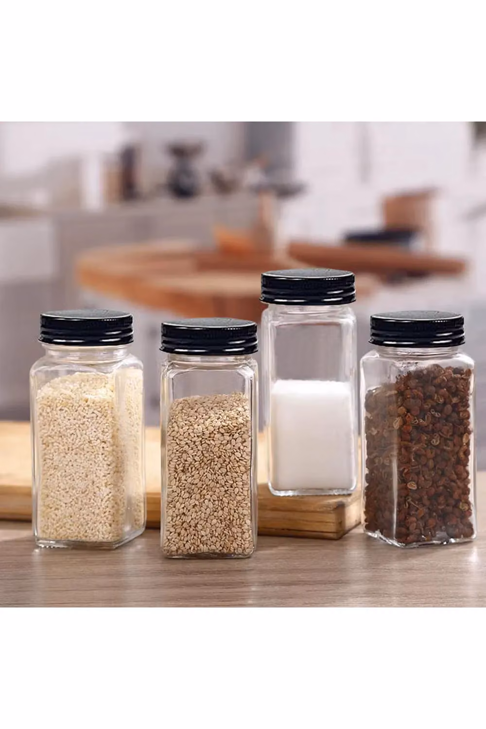 Living and Home 24-Piece Clear Glass Spice Jar Set with Metal Screw Lids – 2
