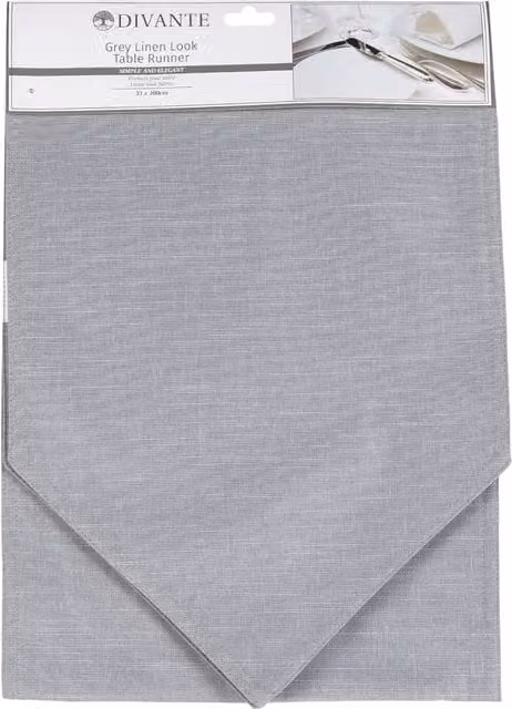 Divante Plain Grey Linen Look Table Runner