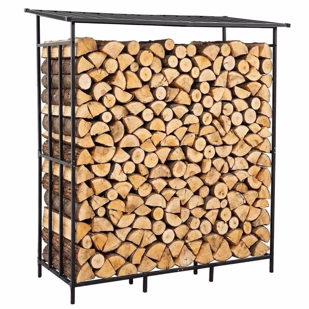 SPETLEK Heavy Duty Large Firewood Rack for Garden Storage, Black, W/D/H: 156.5 x 60 x 176.5 cm – 3