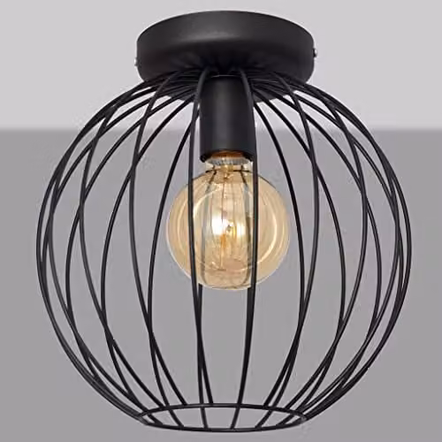 Netlighting Helam Mercure Semi Flush Ceiling Light in Black, Diameter: 30 cm